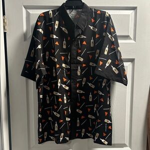 Tito’s Vodka Men's Black and Orange Patterned Casual Shirt
